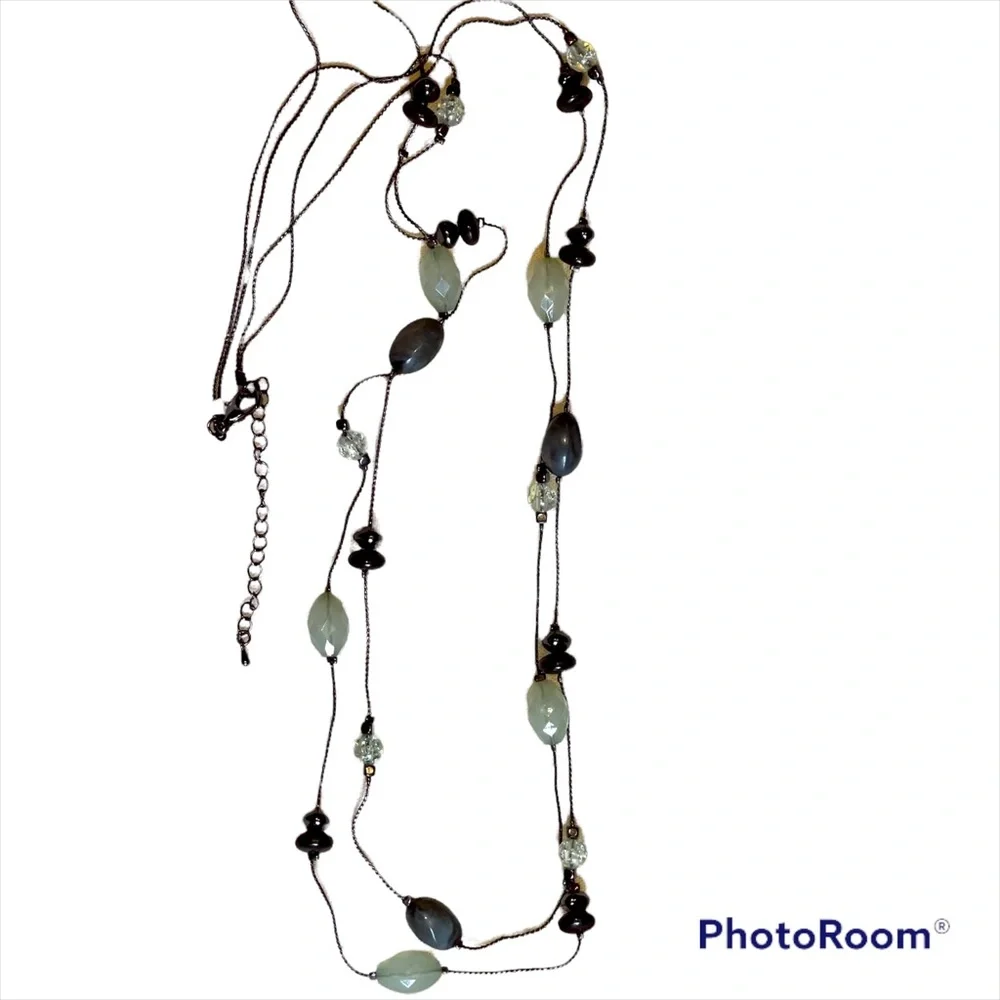 Double stranded designer necklace with multi faceted stones in euc